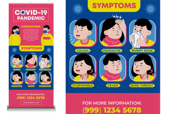 Covid-19 Symptoms Roll Up Banner Template Guide