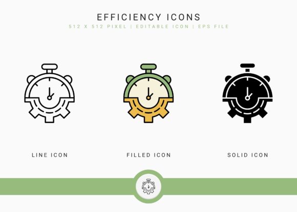 Efficiency Icons Set: Visual Tools for Business Growth and Digital Clarity