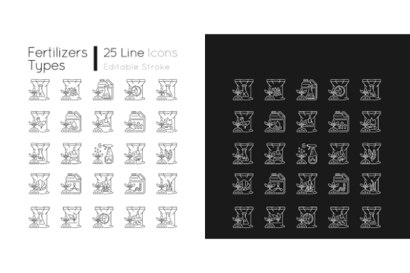 Evaluating the Fertilizers Type Linear Icons Set for Design Projects