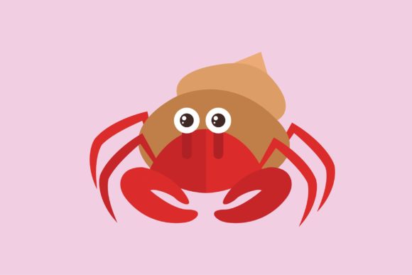 Flat Icon - Ocean Hermit Crab: Elevating Marine-Themed Visual Communication