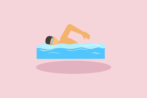 Flat Icon - Swimming Man: Design Versatility