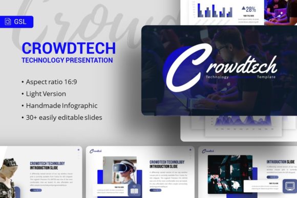 Google Slides Template - Crowdtech: Elevating Professional Presentations for Modern Businesses
