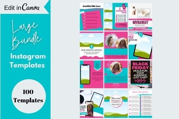 Streamlining Content Creation with 100 Aqua and Pink Instagram Templates